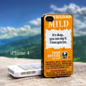 Taco Bell Sauce Packet Sayings - Design For iPhone 4 / 4s Black Case