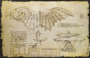 sketches Leonardo da Vinci, flying object