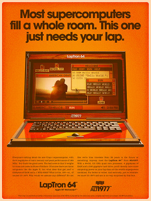 Today’s devices in the 70’s style advertising posters