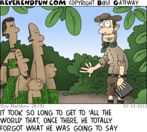 DESCRIPTION: Man in jungle entering a village CAPTION: IT TOOK SO LONG ...