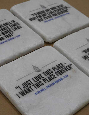 Home » Coasters » 4 Tumbled Marble Coasters – Everton FC Quotes