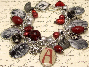 Scarlet Letter Charm Bracelet, Literary Charm Bracelet Jewelry, Book ...