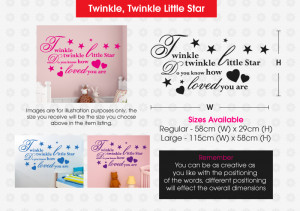 Details about TWINKLE TWINKLE LITTLE STAR Quote Nursery Room Rhyme ...