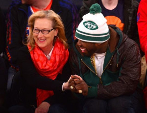 50 Cent and Meryl Streep? Knicks Game Makes Strange Bedfellows (Pics)
