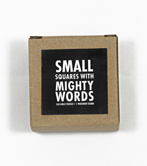 small squares with mighty words: 100 bible verses & wooden stand
