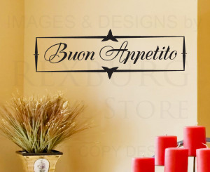... Art Sticker Quote Vinyl Decorative Buon Appetito Italian Kitchen KI30