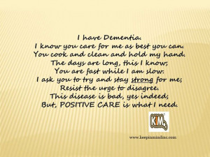 KIM Quotes are written to raise #dementia awareness. Keep In Mind, Inc ...