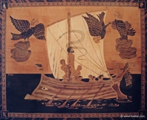 7608: Odysseus and the Sirens. Intarsia 19th century. Museo Correale ...