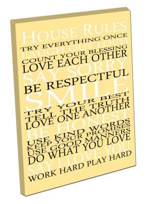 ... CANVAS-ART-Print-ready-to-hang-quote-HOUSE-RULES-SMILE-SAY-I-LOVE-YOU