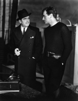 Douglas Fairbanks Jr. and Sr. on the set of “Jump for Glory” (1936 ...