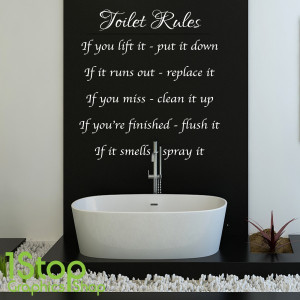 Home > QUOTE DESIGNS > TOILET RULES WALL STICKER QUOTE - BATHROOM HOME ...