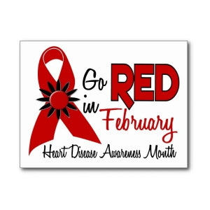 Heart Disease Awareness Month Red Ribbon 1.2 Postcard ($0.88) found on ...