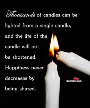 Happiness Quote - Thousands of candles can be lit from a single candle ...