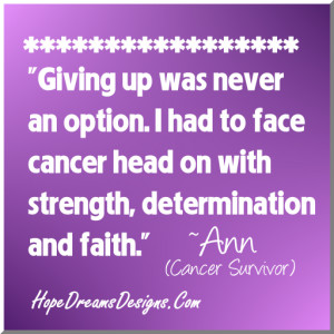Giving Up Was Never An Option – Cancer Survivor Quote