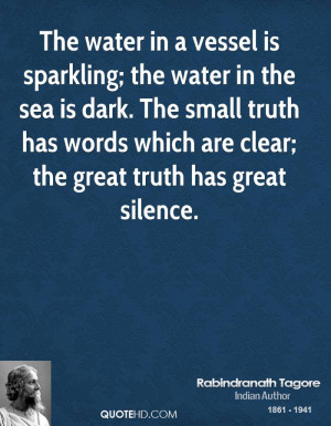 The water in a vessel is sparkling; the water in the sea is dark. The ...