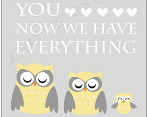 Gray and Yellow Owl Nursery Quote P rint - 8x10 ...