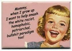 Badge with feminist child saying Mommy, when I grow up I want to help ...