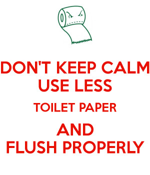 Less Toilet Paper And Flush Properly Keep Calm Carry Image