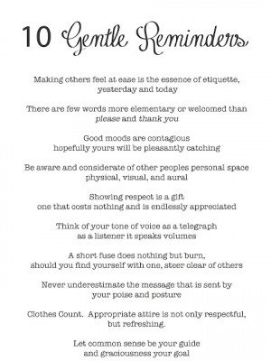 Manners Monday: 10 Gentle Reminders