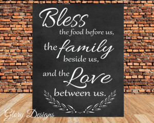Kitchen Printable,Chalkboard, Bless the food before us quote, INSTANT ...