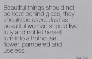 ... Beautiful things should not be kept behind glass, they should be used