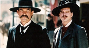 Kurt Russell as Wyatt Earp and Val Kilmer as Doc Holliday