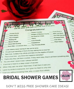 Movie Love Quotes Bridal Shower Game Lovely Wedding Day