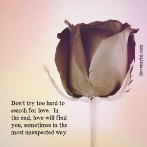 Don’t try too hard to search for love. In the end, love will find ...