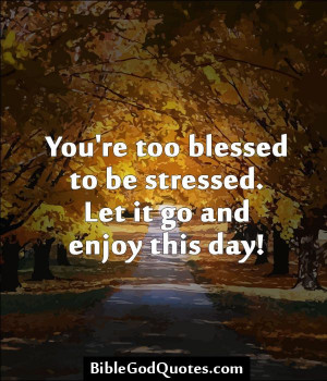 You're too blessed to be stressed. Let it go and enjoy this day! http ...