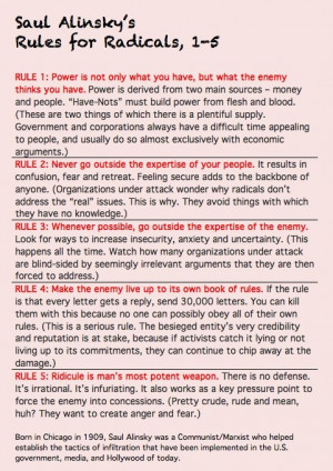 Saul Alinsky's Rules for Radicals, 1-5... One evil SOB. And Obozo is ...