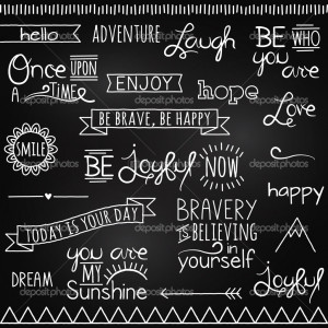 Hand Drawn Chalkboard Style Words, Quotes and Decoration - Stock ...