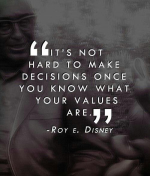... to make decisions once you know what your values are - Roy E. Disney