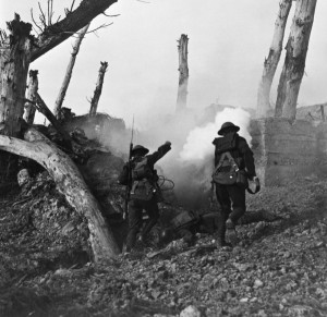 World War I Photo: Running for a Bunker