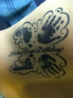 My memorial tattoo for my son is similar to this.