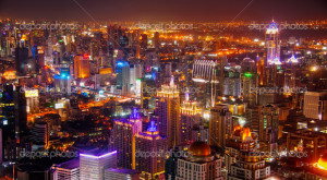 Landmark of Bangkok modern town in twilight time. – Stock ...