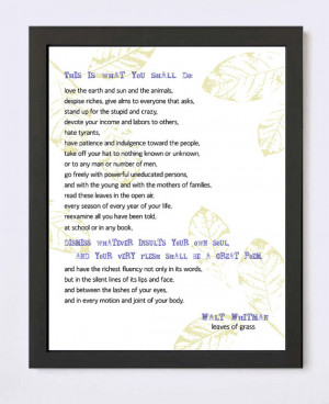 Walt Whitman Quote - Leaves of Grass Inspirational Giclee Print