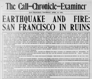 ... page of Call-Chronicle-Examiner after 1906 San Francisco earthquake