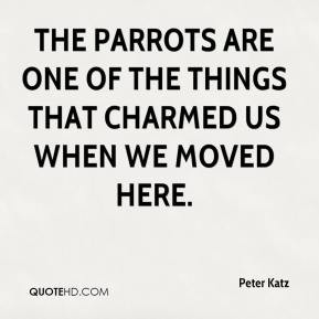 Peter Katz - The parrots are one of the things that charmed us when we ...