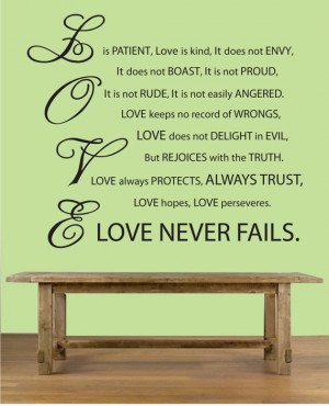 Wall Decal - LOVE NEVER FAILS - Wall Art Quotes