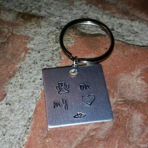 Pet loss keychain, memorial, quote, paw prints on my heart, heart with ...
