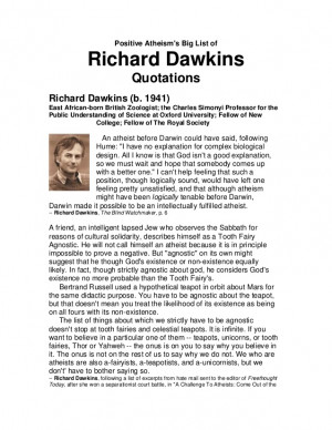 Positive Atheism Richard Dawkins Quotes