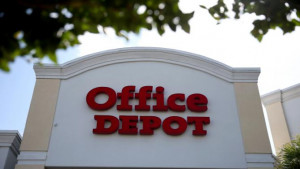 MIAMI, FL - FEBRUARY 03: The sign logo for an Office Depot store is ...