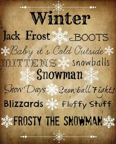 Primitive Winter Sayings Snowflake Word Art by Starrmtnprims, $3.00