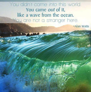 You didn't come into this world. You came out of it, like a wave from ...