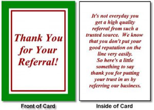 Thank You Referral Greeting Card