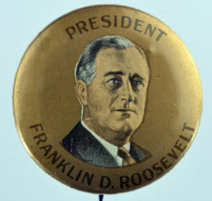 FDR “President Franklin D. Roosevelt” 1.25” Tinted Portrait ...