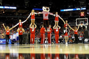 The Wisconsin Badgers mascot and cheerleaders during the NCAA ...