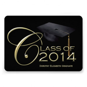 Elegant Simple 5x7 Class of 2014 Black Graduation Personalized ...