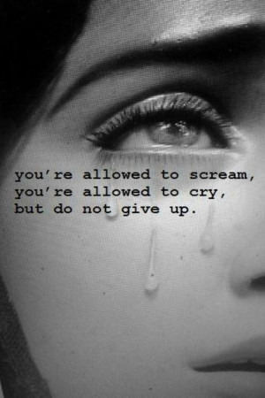 You're allowed to scream, You're allowed to cry, But do not give up.