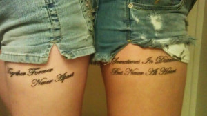 Twin sister tattoo :-)Tattoo Ideas, Twin Sisters, Badass Tattoo, Quote ...